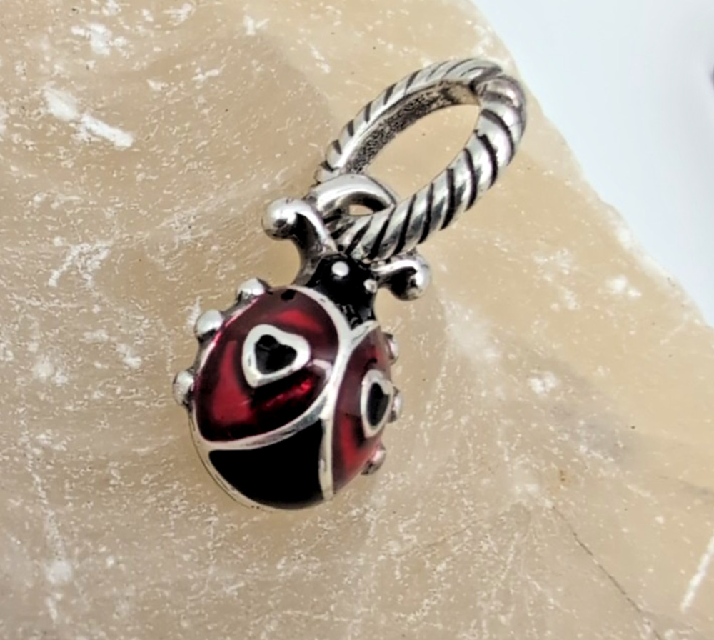 Brighton Ladybug Charm Retired Bracelet Dangle Silver Red Black